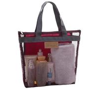 Aislor Large Mesh Hanging Toiletry Bag Compartments Water-Resistant Shower Caddy for Travel Gym Camping College Burgundy One Size