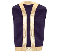 Aislor Mens Halloween Toad Costume Open Front Shiny Trim Waistcoat Cartoon Captain Cosplay Outfits Purple L