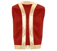 Aislor Mens Halloween Toad Costume Open Front Shiny Trim Waistcoat Cartoon Captain Cosplay Outfits Red S
