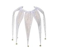 Aislor Mesh Jester Neck Collar Pointed Clown Collars With Jingle Bell Mardi Gras Costume Accessories White One Size