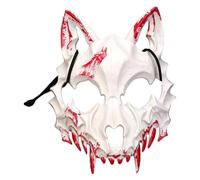 Aislor One-Piece Half Face Skeleton Funny Mask with Printed Scary Halloween Cosplay Costume Accessory Long Teeth Type A White One Size