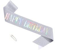 Aislor Personality Birthday Party Belt for Girls 1Pc Fun Shoulder Strap with Printed Letters Perfect for Birthday Celebrations Silver Colorful One Size