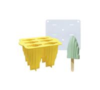 Aislor Silicone Popsicle Molds 6-Cavity Ice Lolly Moulds Reusable Non-Spill Lid Easy Release Homemade DIY Ice Cream Makers Shell Yellow One Size