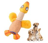 Aislor Teething Puppy Soother Toy Squeaky Plush Chew Cute Interactive Design for Gum Care for Small Breeds Easy Washable Orange One Size