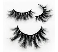 Aislor Thick Volume False Eyelashes 25mm Long 3D Mink Lashes Soft Lightweight Natural Reusable 1 Pair Black 5D09 One Size