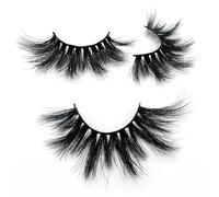 Aislor Thick Volume False Eyelashes 25mm Long 3D Mink Lashes Soft Lightweight Natural Reusable 1 Pair Black 5D01 One Size