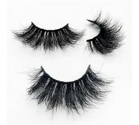 Aislor Thick Volume False Eyelashes 25mm Long 3D Mink Lashes Soft Lightweight Natural Reusable 1 Pair Black 5D05 One Size