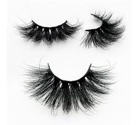 Aislor Thick Volume False Eyelashes 25mm Long 3D Mink Lashes Soft Lightweight Natural Reusable 1 Pair Black 5D03 One Size