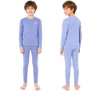 Aislor Unisex Boys Girls Thermals Long Johns Underwear Fleece Lined Top and Bottom Set Base Layer Homewear Blue 2-3 Years