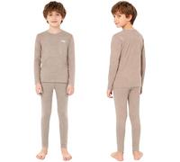 Aislor Unisex Boys Girls Thermals Long Johns Underwear Fleece Lined Top and Bottom Set Base Layer Homewear Light Coffee 9-10 Years