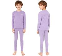 Aislor Unisex Boys Girls Thermals Long Johns Underwear Fleece Lined Top and Bottom Set Base Layer Homewear Purple 14-15 Years