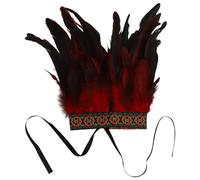 Aislor Victorian Style Witch Feather Collar Black Swan Feathers With Pearl Details Historical Reenactment Accessory Red A One Size