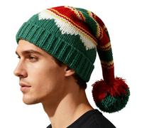 Aislor Vintage Style Knitted Elf Beanie Classic Acrylic Wool Blend Santa Hat For Adults Warm Cap For Christmas Eve Red White Green B One Size