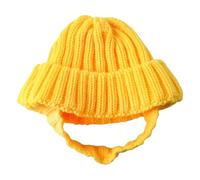 Aislor Warm Knit Dog Beanie With Ear Flaps Cozy Winter Hat For Small Medium Dogs Cats Stretchy Breathable For Cold Walks Holiday Photos Yellow S