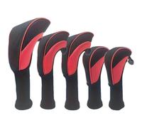 Aislor Wear Resistant Club Protector Cover, Multi-Pack Wood Head Gear for Daily Golf Outdoor Activities Black Red 5Pcs/Set One Size
