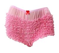 Aislor Women Men Sissy Frilly Lace French Maid Hipster Ruffled Panty Underwear Knickers Bloomers Panties Pink One_Size