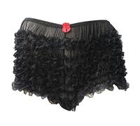 Aislor Women Men Sissy Frilly Lace French Maid Hipster Ruffled Panty Underwear Knickers Bloomers Panties Black One_Size
