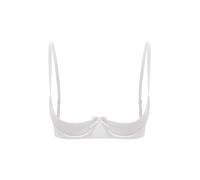 Aislor Women's Push Up Balconette Bra Demi Half Cup Adjustable Straps Underwired Satin Bralatte White XXL