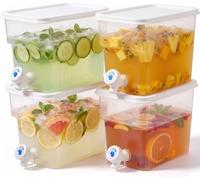 AiSmRu 4pcs 1.3 Gallon Drink Dispenser for Fridge, Clear Plastic Beverage Dispenser with Spigot and Lid, Leakproof Water Dispenser Jug for Parties, Lemonade