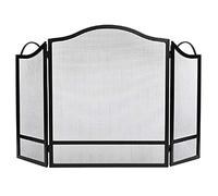 AISNXOQI 3 Panel Fireplace Screen, Ornate Wrought Iron Black Metal Fire Place Standing Gate for Open Fire/Gas Fires/Log Wood Burner - Black Finish