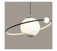 AISNXOQI Ceiling Lamp E27 Creative Planet Pendant Lights, Boy and Room Glass Spherical Shade Chandelier, Space Planet Net Red Pendant Light for Children's Room (Color : Golden) Decorations