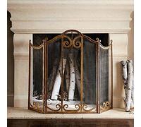 AISNXOQI Childproof Fireplace Screen, Foldable Fire Guard Cover, Extra Wide Tri-fold Wire Mesh Spark Protector For Flame Ember Open Fire, Indoor Outdoor Decor