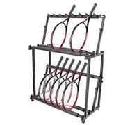 AISNXOQI Double-layered Badminton Racket Storage Organizer Large Capacity, Metal Multifunctional Display Stand for Violins/Guitars/Billiard Cues, Adjustable Height