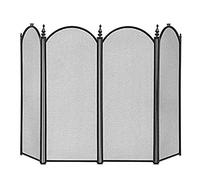 AISNXOQI Extra Large Spark Fire Guard, Wrought Iron Free Standing 4 Panel Fireplace Screen for Child Safety Fire Protection, Black
