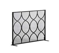 AISNXOQI Fireplace Screen Gate Protector, 3-Panel Wrought Iron Decorative Mesh, Fire Spark Guard for Indoor & Outdoor W/Folding Side Panels (Color : Style 1)
