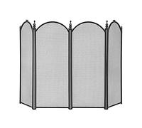 AISNXOQI Fireplace Screens Tri-Fold Fire Screen Safety Spark Guard, Black Fireguard Polished Black Screen for Living & Dining, Spark Flame Barrier
