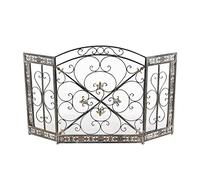 AISNXOQI Fireplaces Spark Protection Fireplace Screen Black Fire With 3 Panel Steel Mesh, Baby Safe Fireguard, Foldable Kids Spark Guard With Decorative Design