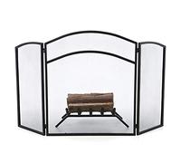 AISNXOQI Free-standing 3-fold Surround Fireplace Screen, Powder-coated Iron Spark Fireguard for Wood and Coal Firing, Stoves, Grills