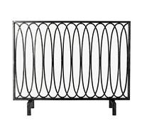 AISNXOQI Hearth Flat Guard Fireplace Screen, Sturdy Fireguard with Gold Cast Iron Border, for Indoor/outdoor Fireplace and Stove (Color : Black)