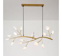 AISNXOQI Nordic Firefly Chandelier Creative Pendant Light Tree Branch Leaf Hanging Ceiling Lamp Kitchen Island Lighting Fixture Dining Room Chandeliers with Resin Bird Decoration Decorations