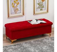 AISNXOQI shoe storage bench ottoman Storage Benches Upholstered storage Bench Seat,Modern Home Bedroom Living Room Hallway Footstools Shoe Bench Multifunction Benches,Velvet storage Ottoman Bench-Red