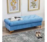 AISNXOQI shoe storage bench ottoman Storage Benches Upholstered storage Bench Seat,Modern Home Bedroom Living Room Hallway Footstools Shoe Bench Multifunction Benches,Velvet storage Ottoman Bench-Blu