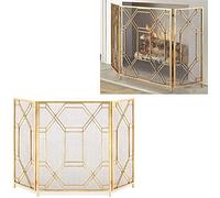 AISNXOQI Spark Protection 3 Panel Fire Screen Spark Guard Foldable, Gold/Black Large Fireplace Screen for Open Fire/Gas Fires/Log Wood Burner, Tall 85cm(Color : Black)