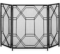 AISNXOQI Spark Protection 3 Panel Fire Screen Spark Guard Foldable, Gold/Black Large Fireplace Screen for Open Fire/Gas Fires/Log Wood Burner, Tall 85cm(Color : Black)