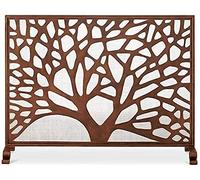 AISNXOQI Spark Protection Extra Large Brown Fireplace Screen with Mesh Cover, Single Panel Baby Safe Fire Screen Spark Guard for Open Fire/Gas Fires/Log Wood Burner (Color : Brown)