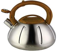 AISNXOQI Stovetop Whistling Kettle 304 Stainless Steel Pumpkin Design High Capacity Fast Heating Composite Ring Bottom Universal for All Hob/Stove Gas Induction Kitchen Gift -3L