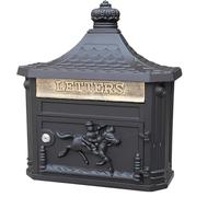 AISNXOQI Vintage Style Post Boxes, Antique Victorian Aluminium Wall Mounted Locking Letter Post Box, 3 Colors, Golden,green,black, Black