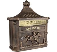 AISNXOQI Vintage Style Post Boxes, Antique Victorian Aluminium Wall Mounted Locking Letter Post Box, 3 Colors, Golden,green,black, Vintage Golden