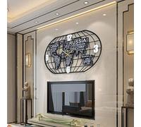 AISNXOQI Wall Clock,World Map Large Metal Modern and Simple European Style Silent Clock In The Living Room, Personalized Decoration Pocket Watch