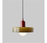 AISNXOQI Wall Lamp Glass Pendant Light Shade Round Hanging Lamp Macaron Ceiling Lighting Single Head Dining Table Lamp Fixture E27 Pendant Ceiling Lights For Island Cafe Bar Dia-35cm, Red+green