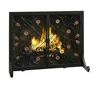 AISNXOQI Wrought Iron Fireplace Screen with Doors, Large Flat Guard Metal Decor Mesh Cover Baby Safe Proof Firewood Burning Stove Accessories