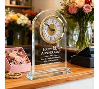 Aisny 50th Wedding with Quartz Clock Golden Wedding Golden Desk Clock Decor 50 Years of Marriage Gifts for Grandparents and Parents