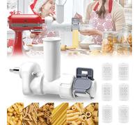 Aisny Pasta Attachment for Kitchenaid Stand Mixer, 6 Pasta Tools Set - Spaghetti, Penne, Fusilli, Rigatoni, Ziti, Macaroni - Manual, Dishwasher Safe, White