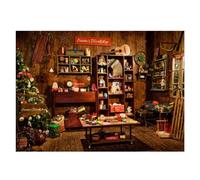 Aisnyho Santa's Workshop Christmas Backdrop Gift Rustic Vintage Wooden House Scene Xmas Backdrops for Photography Family Party Decorations Portrait New Year (8x6FT)