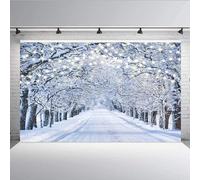 Aisnyho Winter Scene Backdrop Forest Wonderland Glitter Tree Snow Natural Scenery Backdrops Background for Photography Portrait Decorations New Year Xmas Picture Banner (8x6FT)
