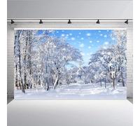 Aisnyho Winter Snow Scene Backdrop Forest Snowflake Wonderland Natural Scenery Backdrops Background for Photography Portrait Decorations New Year Xmas Picture Banner (7x5FT)